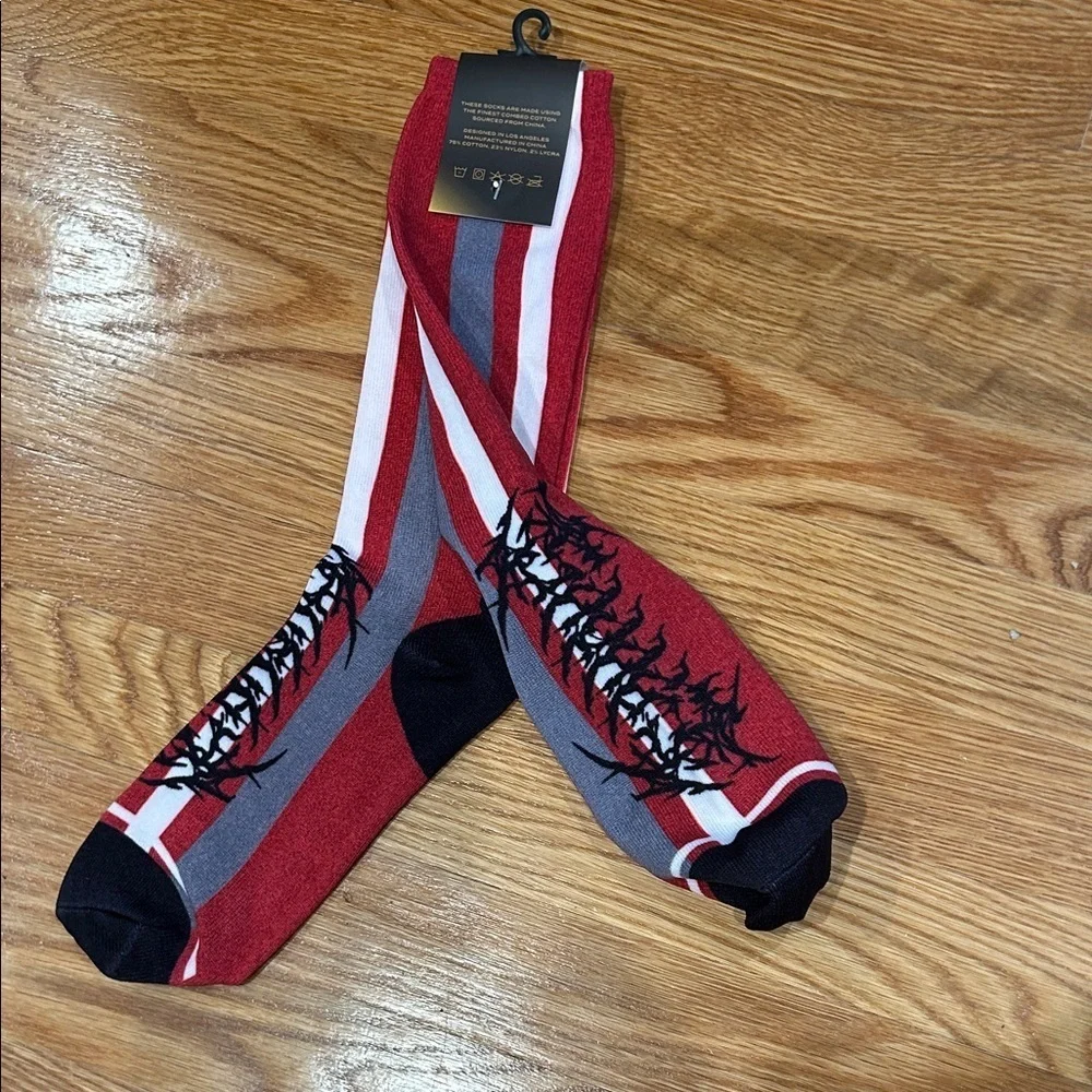 Headgear classic tall Red Gray Men's tall crew Socks large/XL new